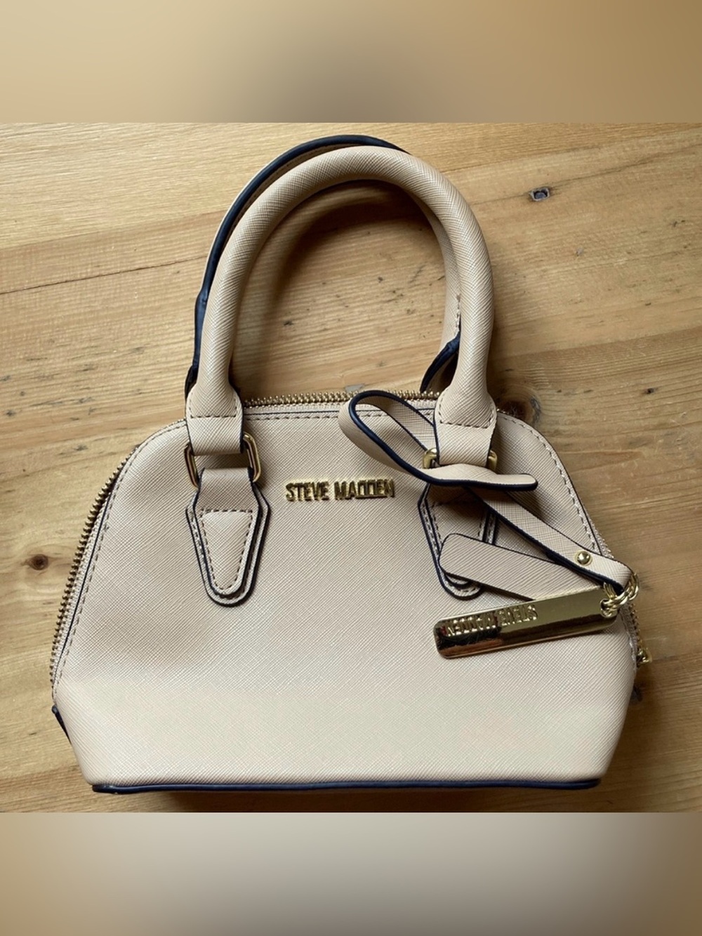 2/$30 Steve Madden Bfaith mini bag purse in mushroom tan No Crossbody Strap EUC